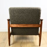 Fauteuil GFM-142, design d'Edmund Homa des années 70, bouclé épais marron chocolat - 2 pièces disponibles.