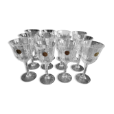 Lot de 12 verres à vin blanc vintage en cristal italien modèle Capri avec boites d'origine