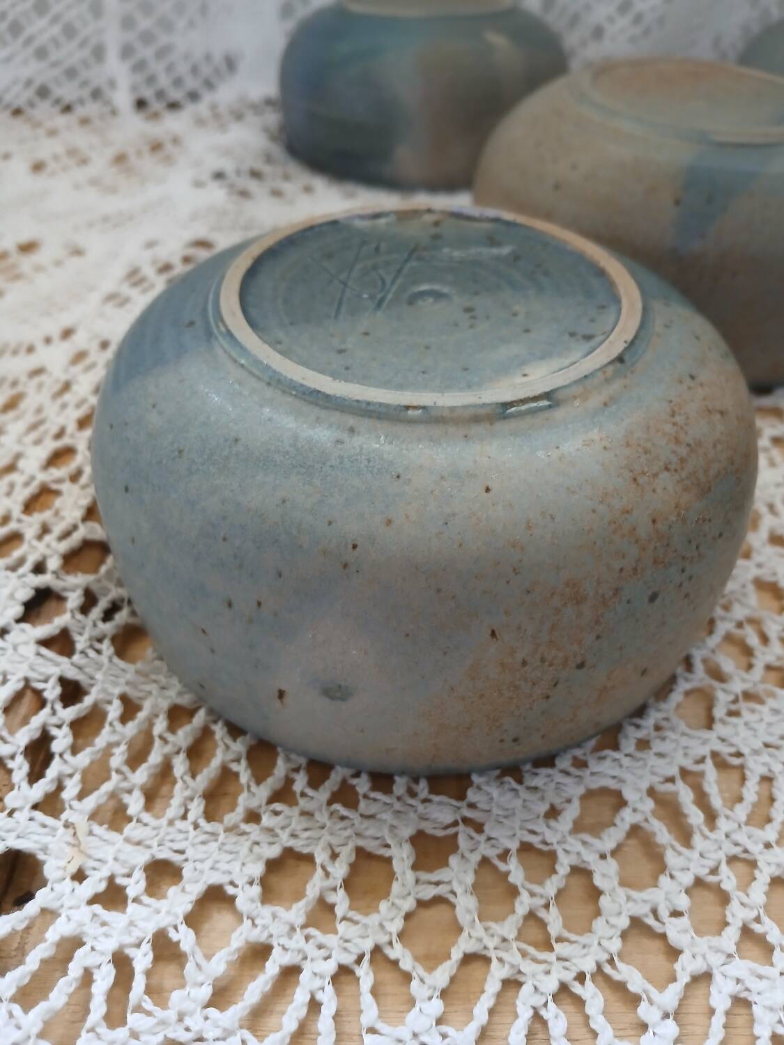 5 antique stoneware bowls