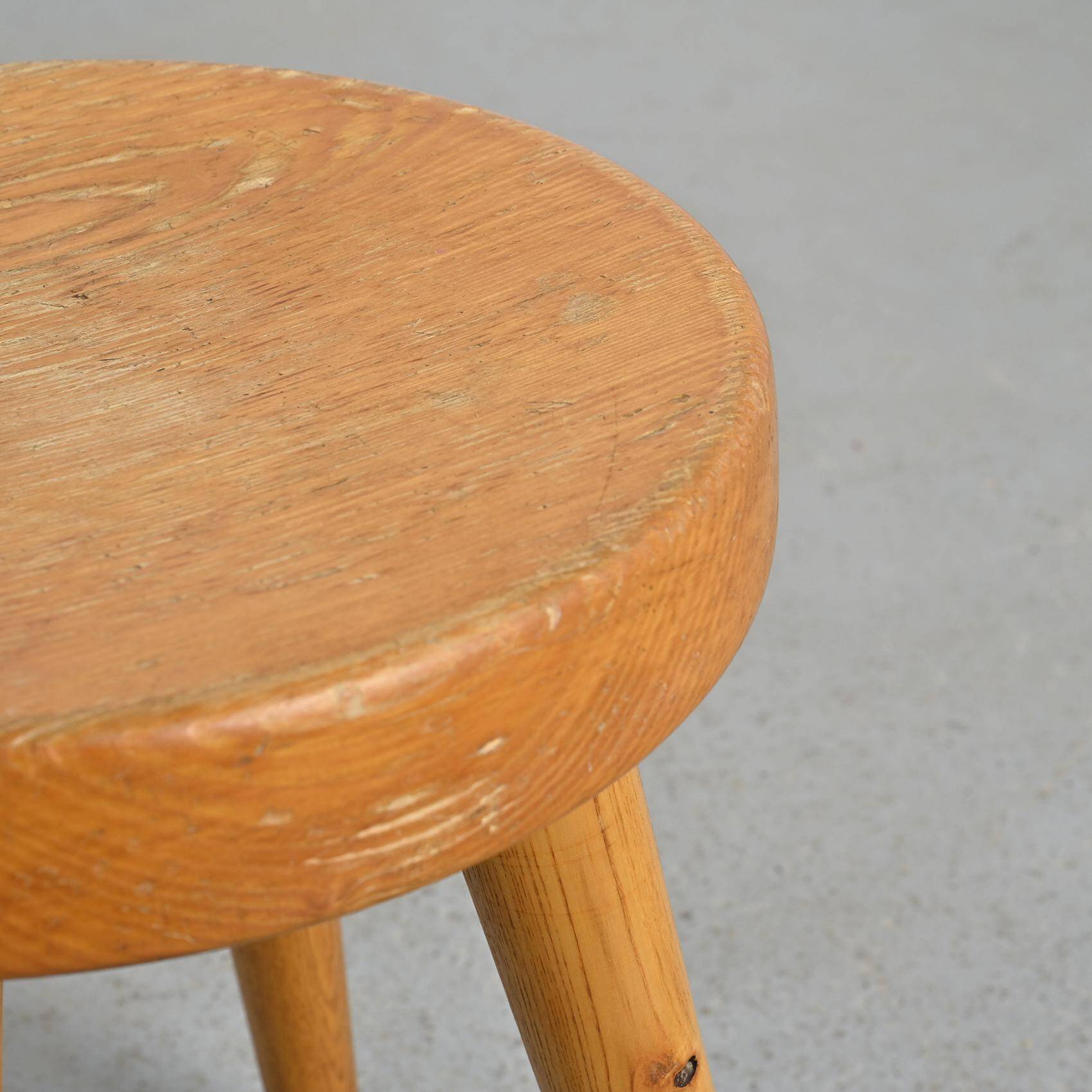 Pair of pine stools by René Martin, France, circa 1965