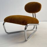 Little tubular lounge chair in rusty amber velvet