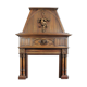 Cheminée gothique, bois, motif de salamandre, sorcière et ermire