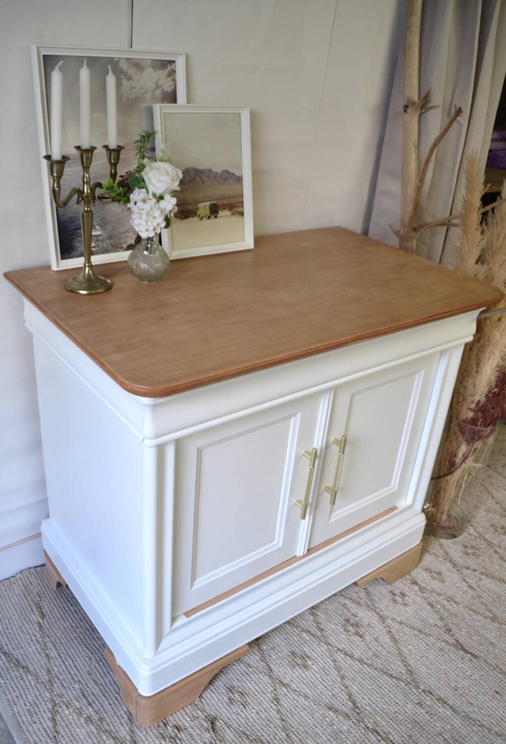 Raw wood and white furniture