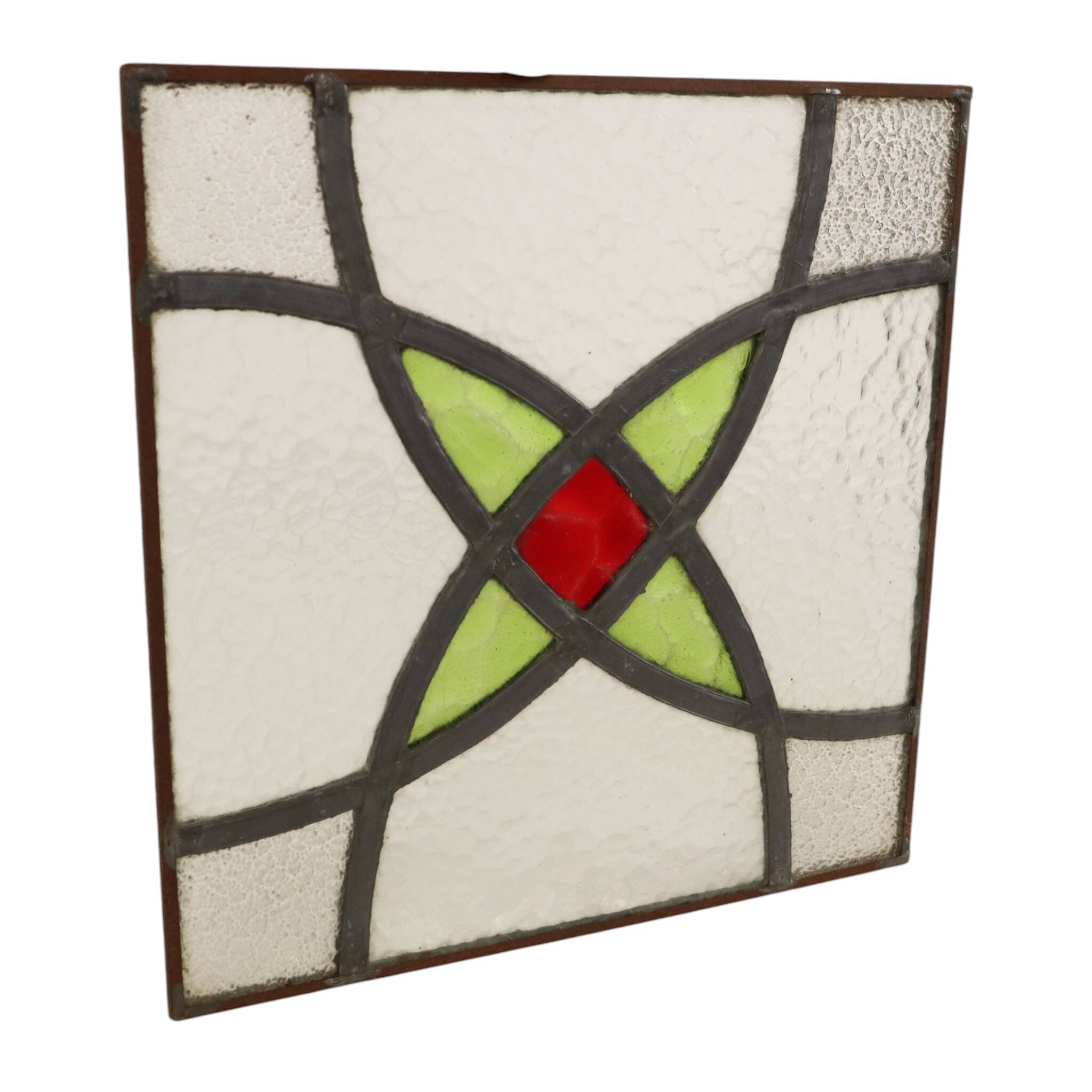 Art Deco Geometric Stained Glass Window 25x25cm