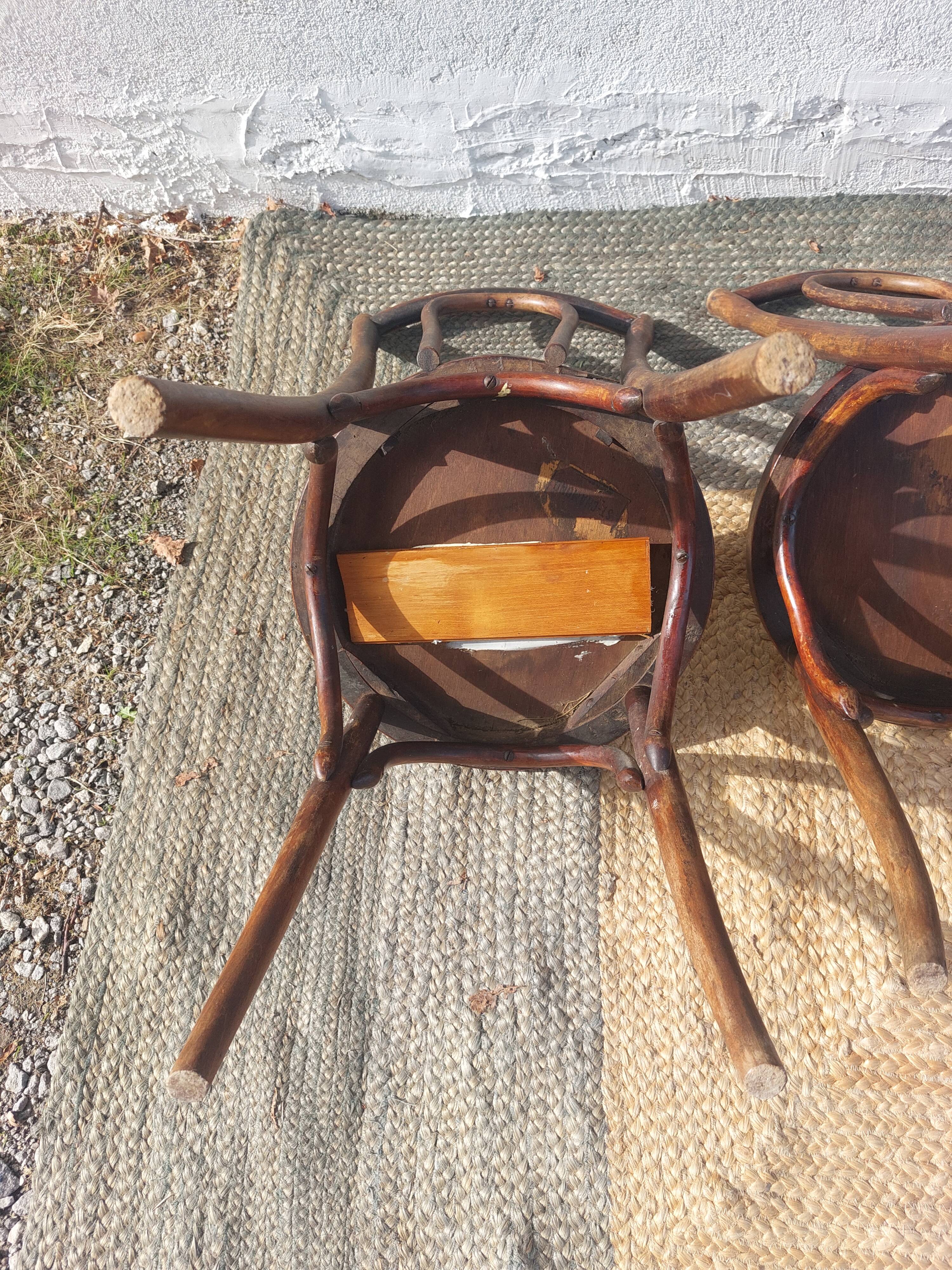 Set of 5 Buchon bistro chairs in curved wood