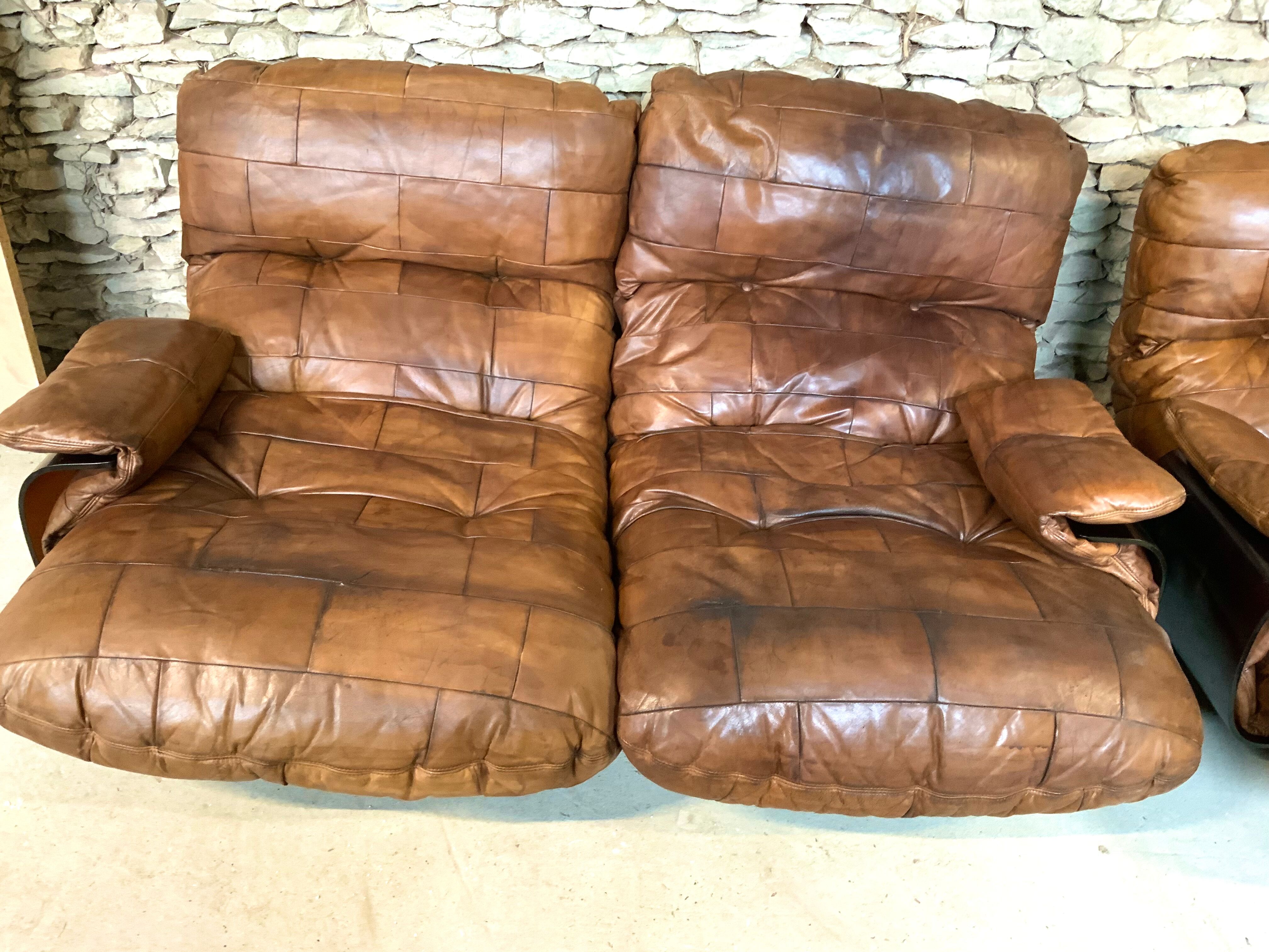 Pair of Marsala sofas, Michel Ducaroy for Ligne Roset 1970s