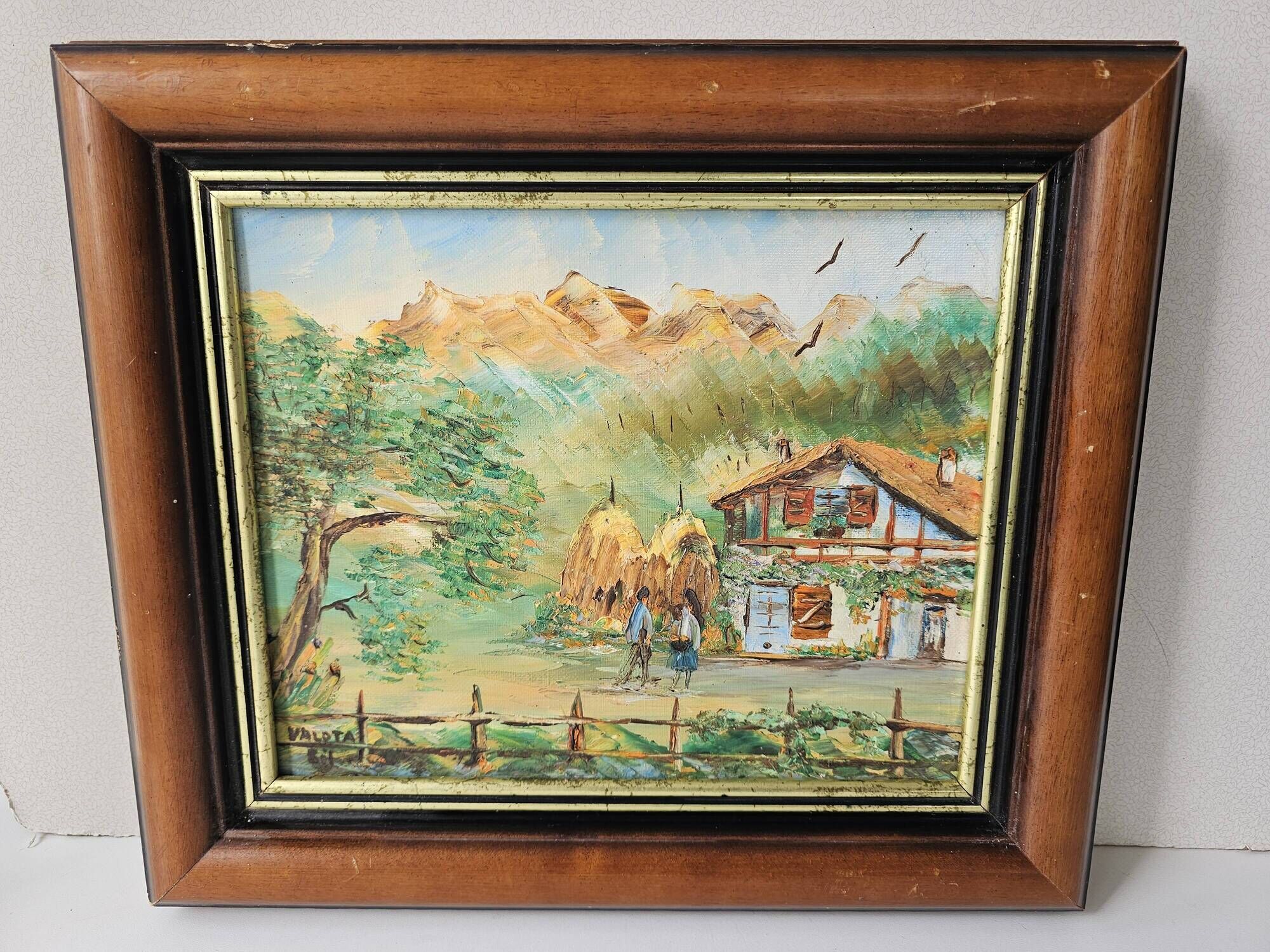Tableau Huile sur Toile Ferme du pays Basque signé Gil Valota
