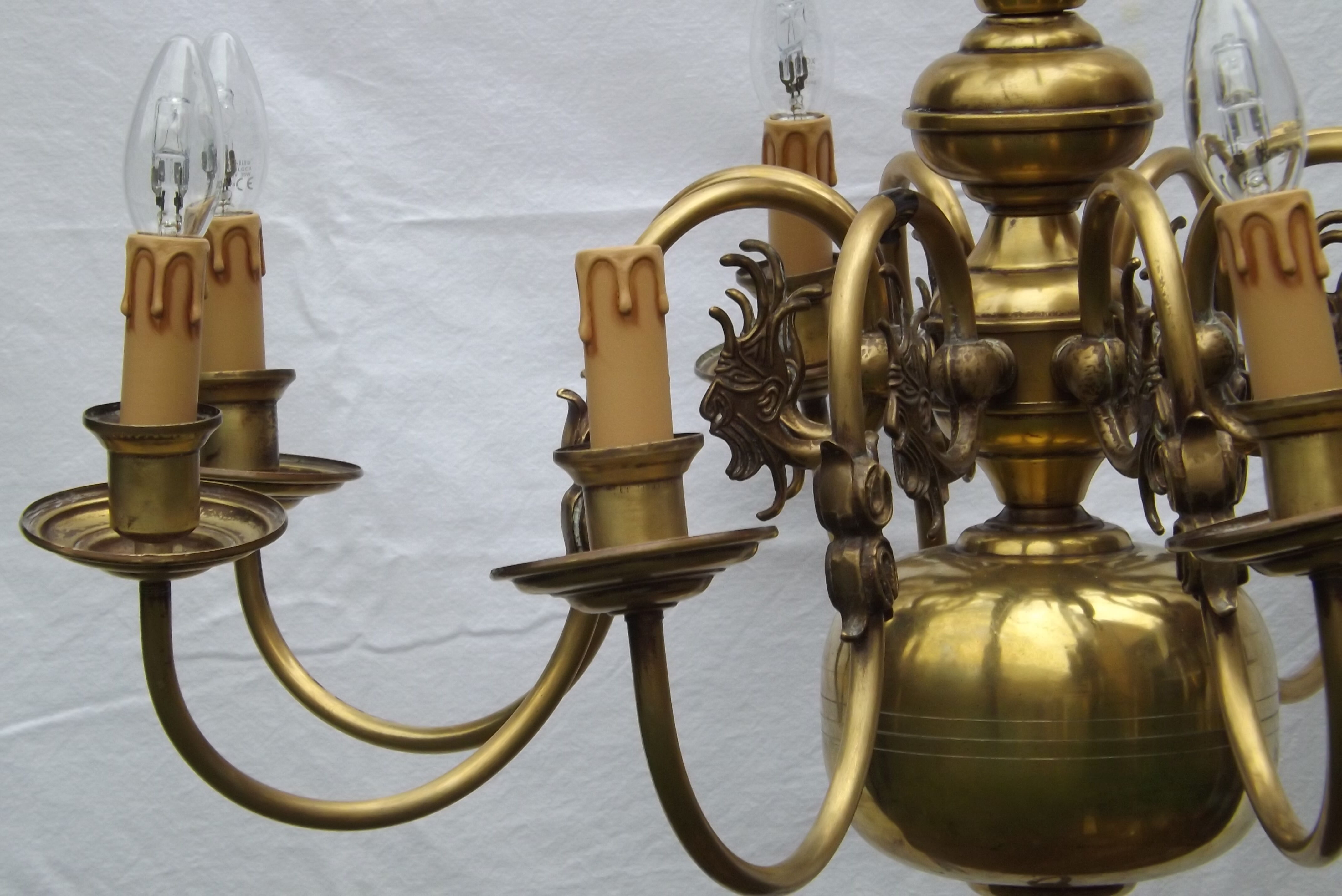 Dutch brass and bronze chandelier