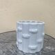 White earthenware flowerpot with bamboo decoration, signed and numbered
