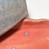Blue and pink butter maker in ceramic