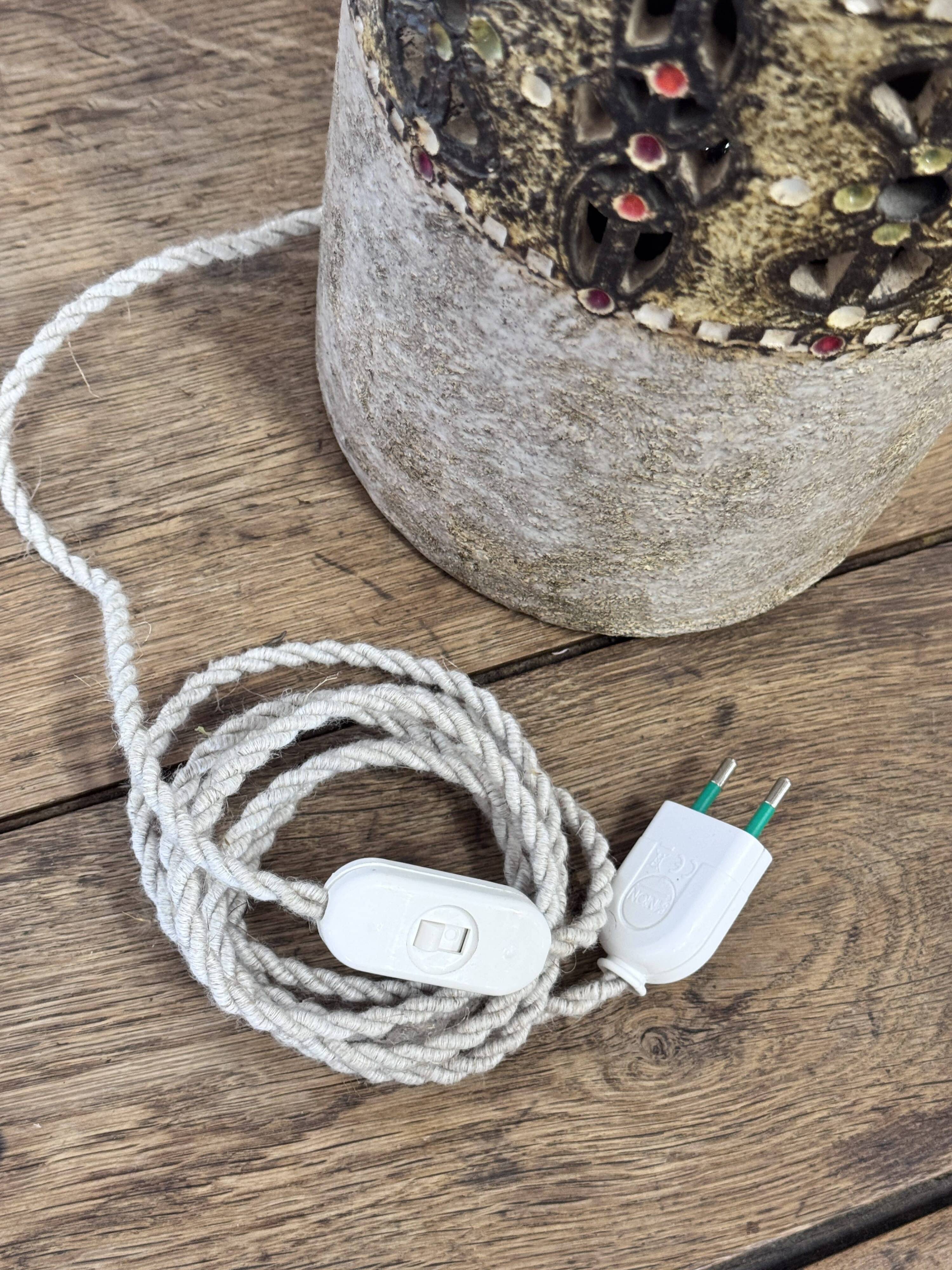 Raphael Giarrusso ceramic lamp with rope shade