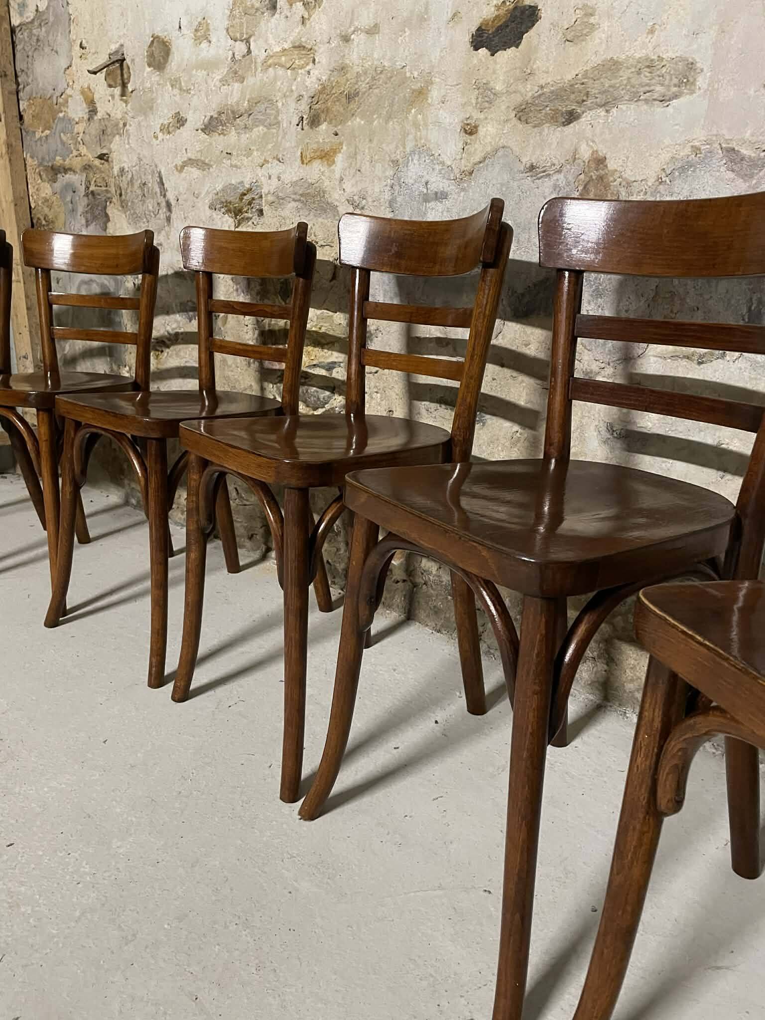 Set of 6 stamped Baumann chairs – bent wood – bistro style