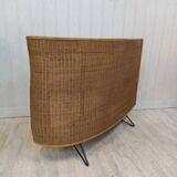 Vintage wicker bar and its two stools