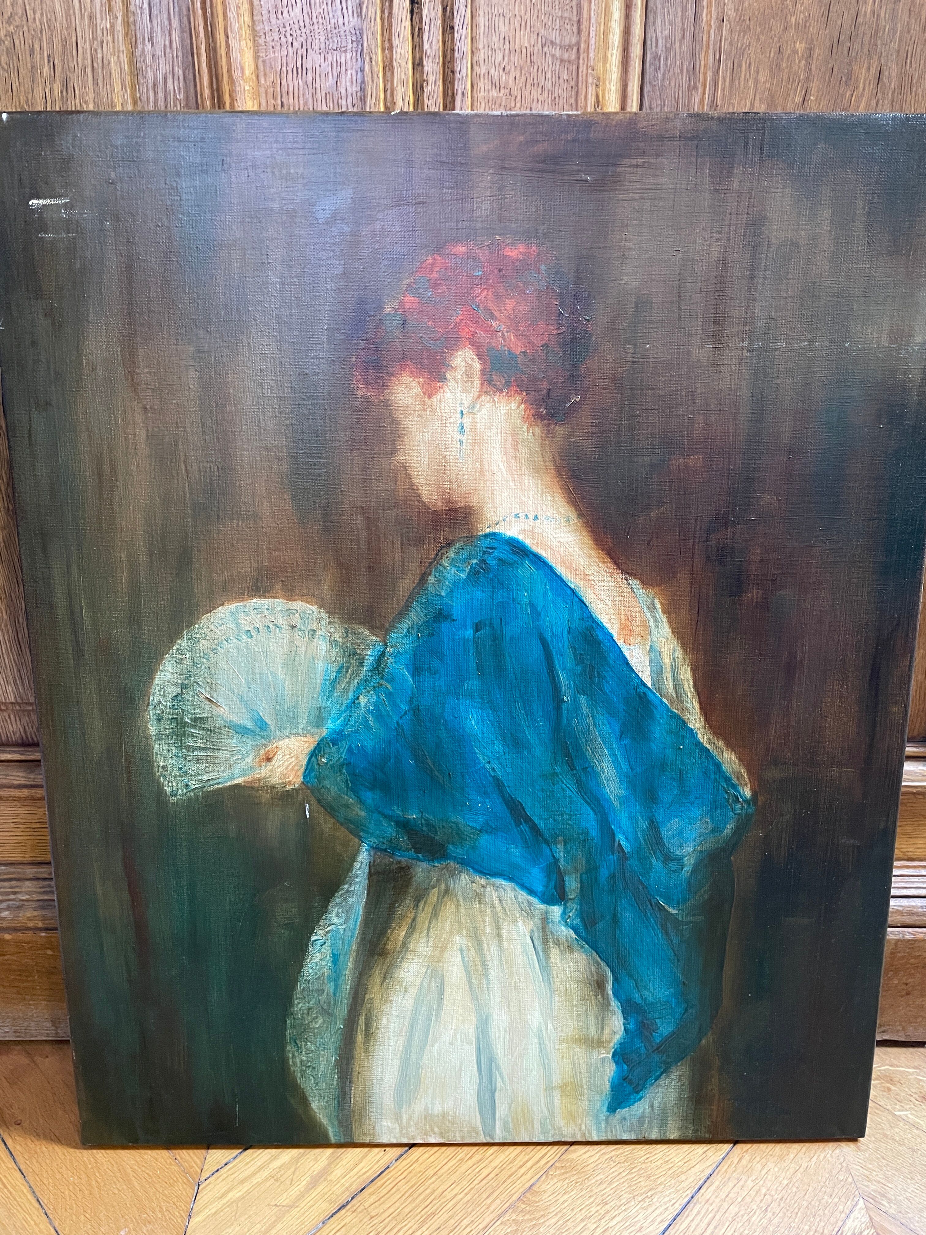 Oil on canvas portrait of a woman