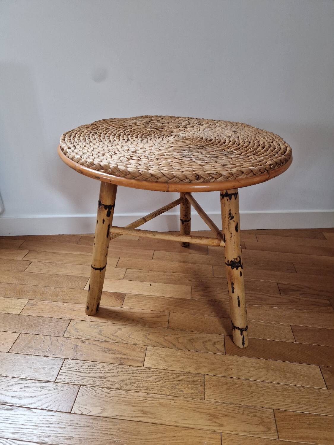 Rattan and rope coffee table