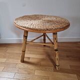 Rattan and rope coffee table