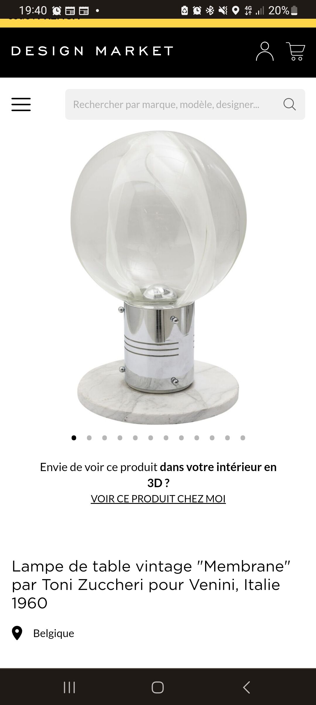 Table lamp Membrane by Toni Zuccheri for Venini circa 1960