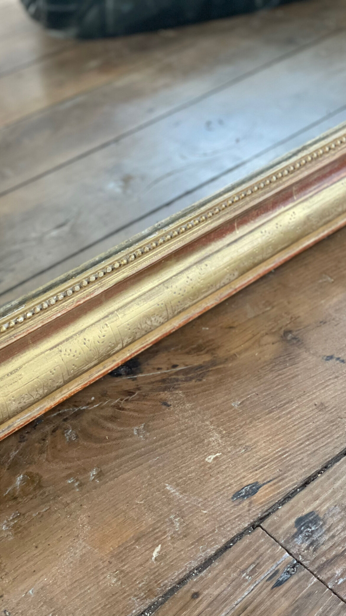 Old mirror louis Philippe gilded gold leaf pediment angels