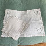 Embroidered tea tablecloth and towels