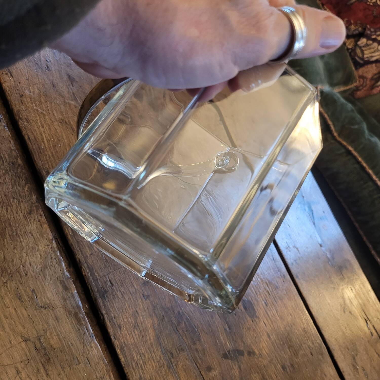 Seau champagne verre hexagonal anse métal 80's