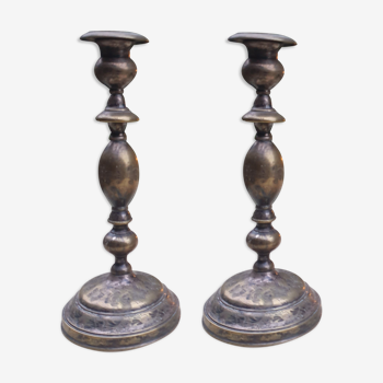 Pair of brass candlesticks