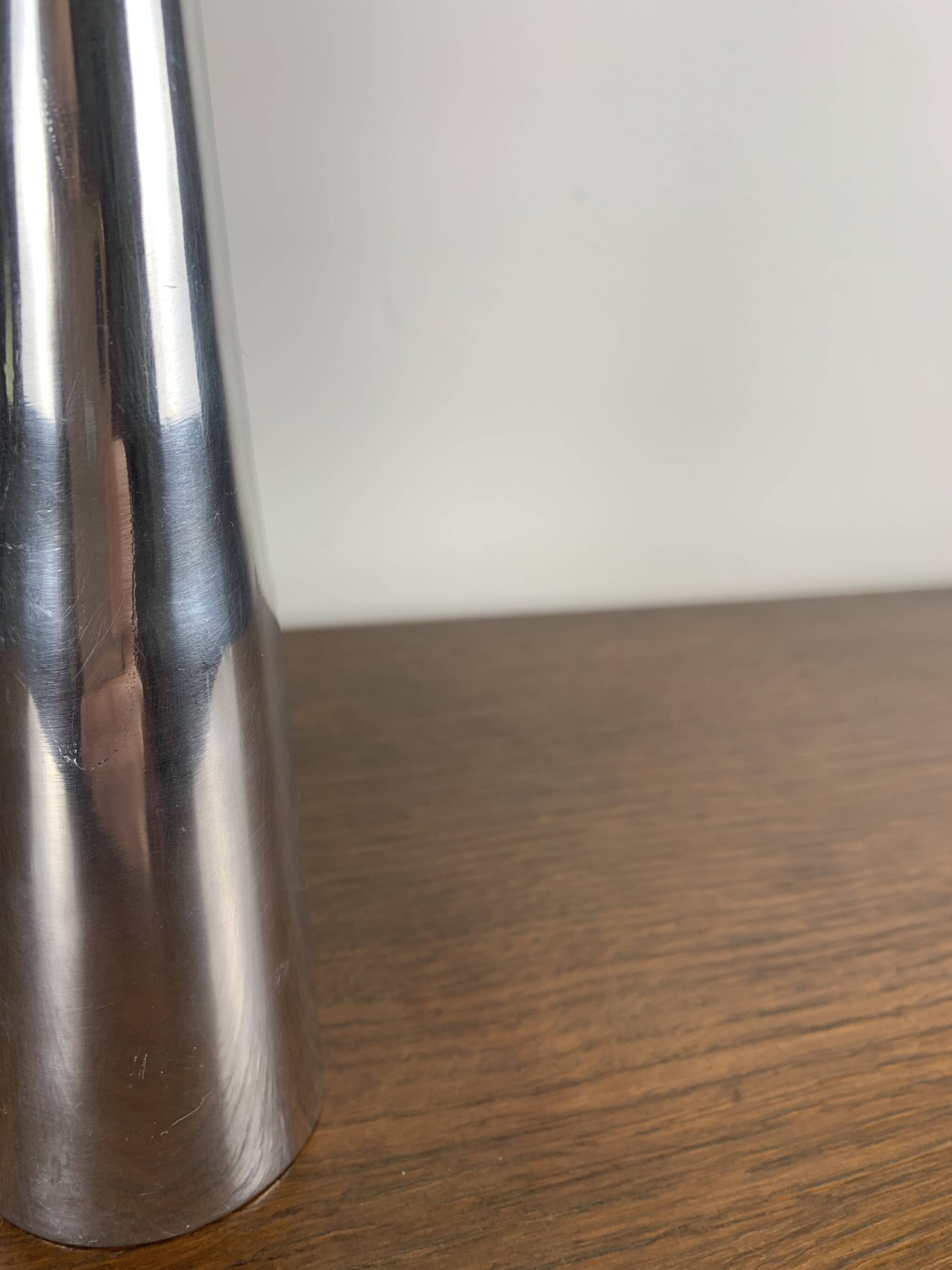 Pair of silver-plated metal candlesticks, Denmark