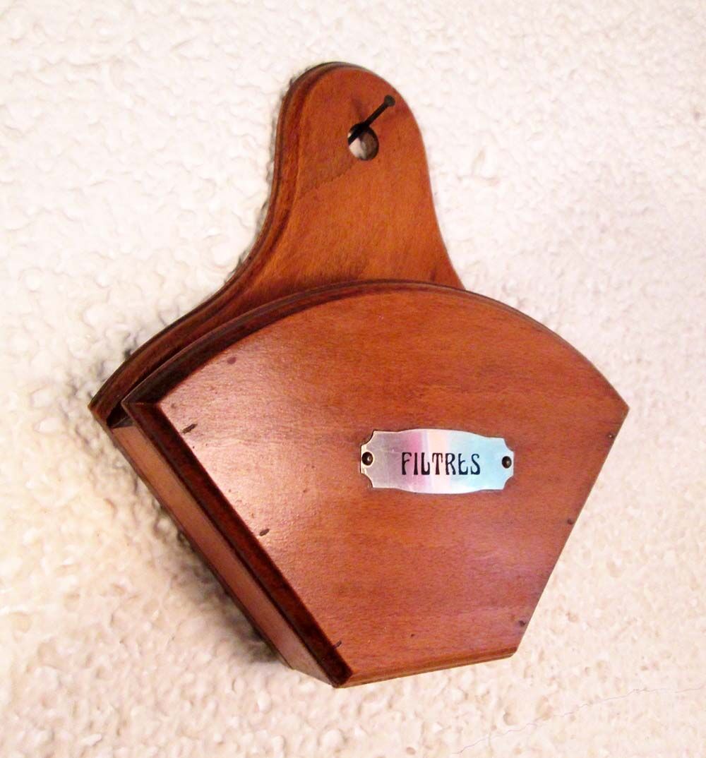 Varnished wood coffee filter holder