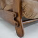 1970s Brutalist Dutch Oak and Leather 3 Seater Sofa