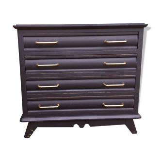 Renovated vintage black chest of drawers