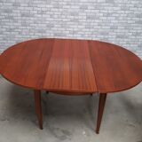 Scandinavian table 1970 round teak plate 110cm with its 1.55cm butterfly dip