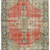 Handmade oriental unique 1980s 242 cm x 338 cm beige wool carpet
