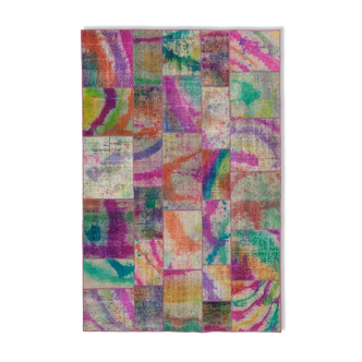 Tapis oriental vintage tissé à la main 200 cm x 300 cm tapis patchwork multicolor