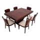 Original walnut extendable table, designed by Louis Majorelle, with 6 Art Deco chairs.