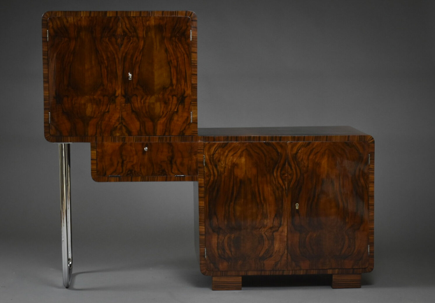 Art Deco Bar Cabinet – asymmetrical form – Poland, 1930s