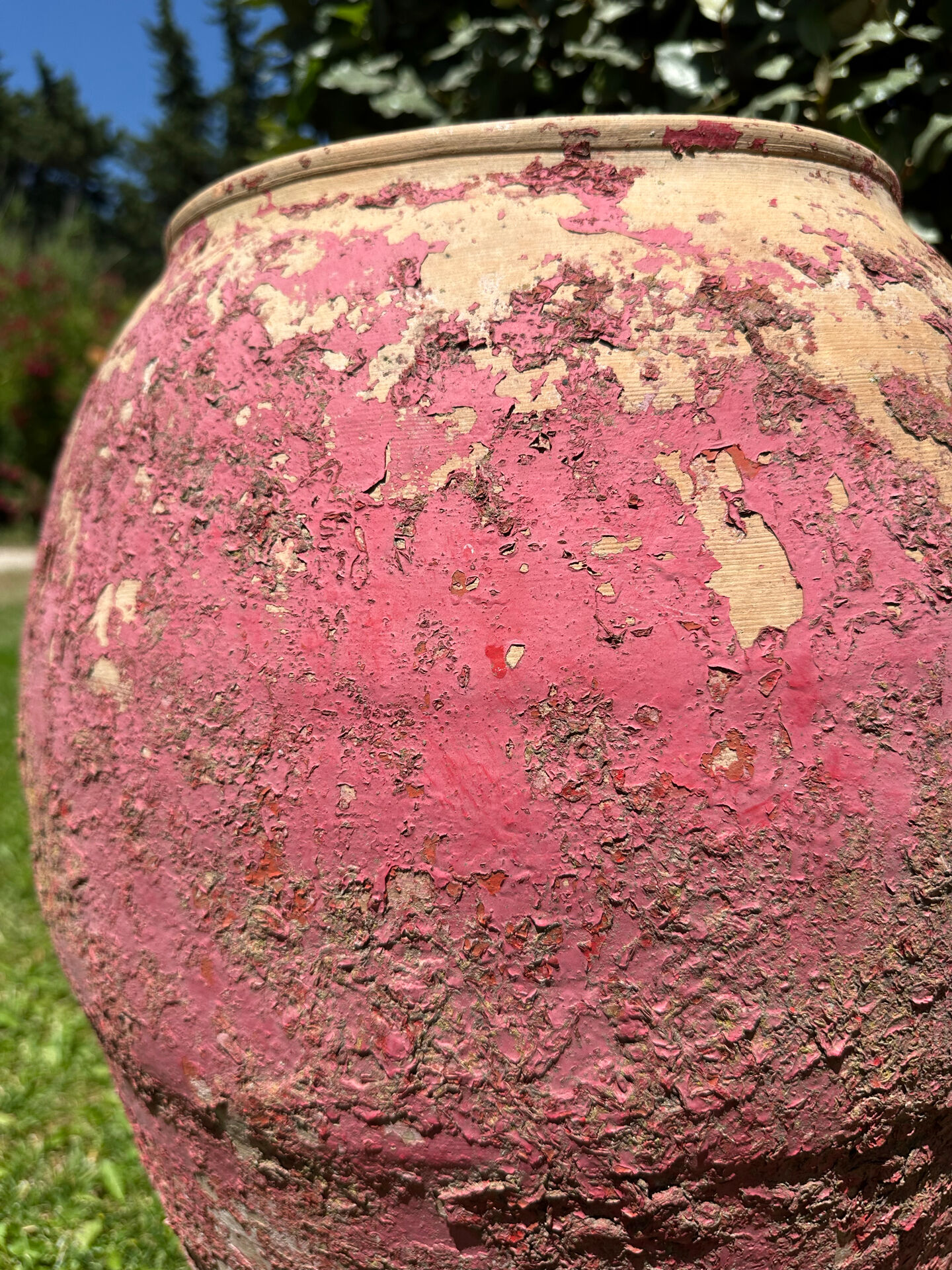 Ancient terracotta pottery jar from the 19th century.