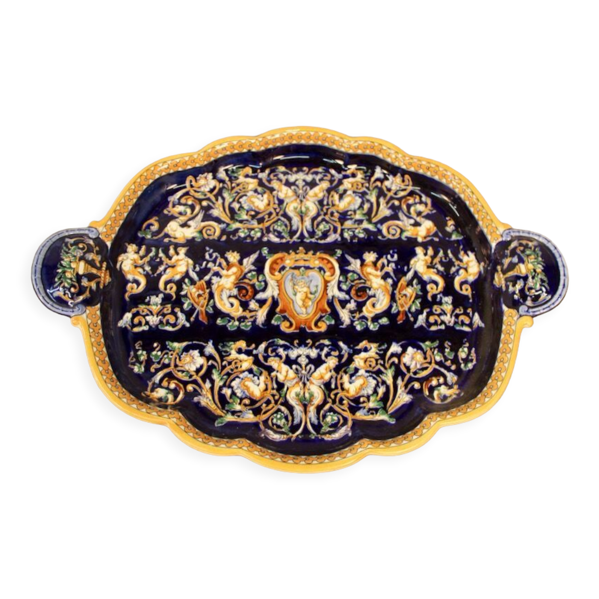 Dish of Gien of chamfered shape