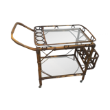 Bamboo serving trolley with wheels