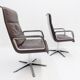 Wilkhahn Delta Highback set of 2 brown leather armchairs by Delta Design