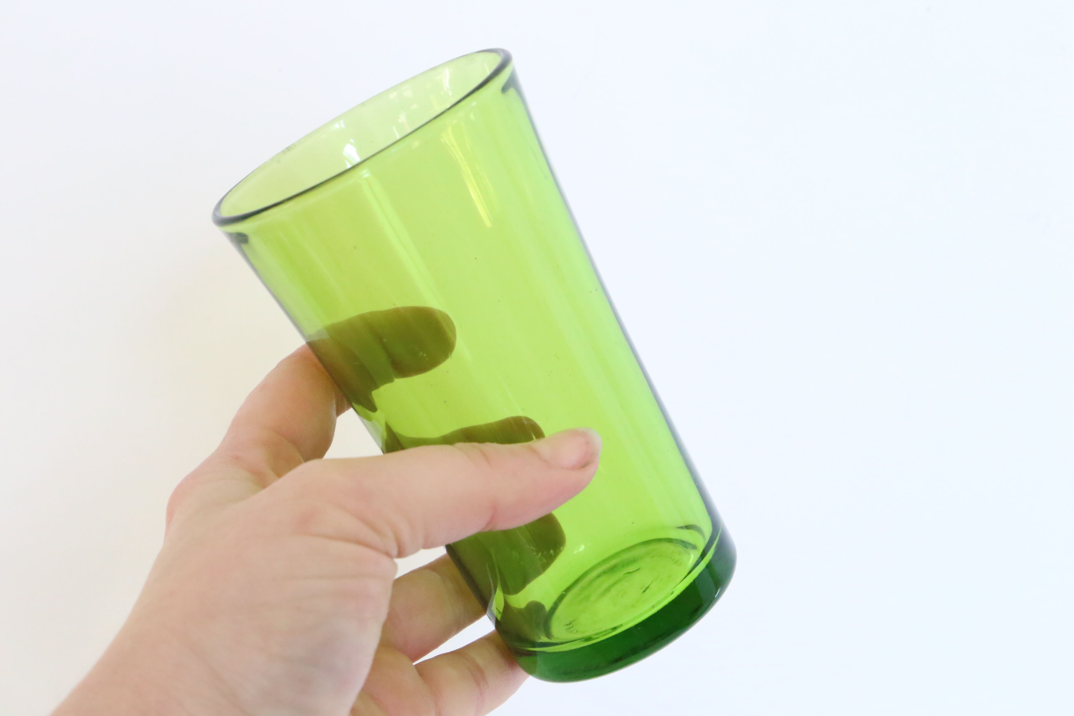 Set of 4 vintage green Duralex water glasses