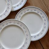 6 vintage dessert plates stamped Longchamp with floral border