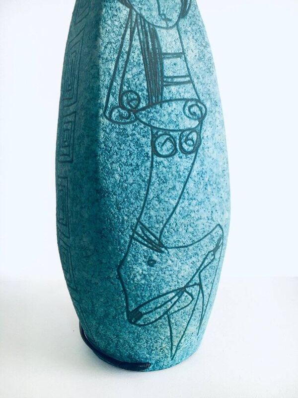 Art Ceramics Sgraffito Table Lamp attributed to Alvino Bagni for Raymor, Italy, 1960s