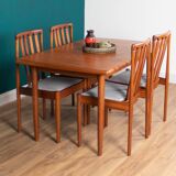 Retro Teak 1960s Meredew Dining Table & 4 Chairs Mid Century