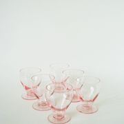 Set of 6 small wine glasses, Pink, Art Deco, 1930