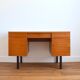 Scandinavian teak desk 2 pedestals 3 drawers 1960s