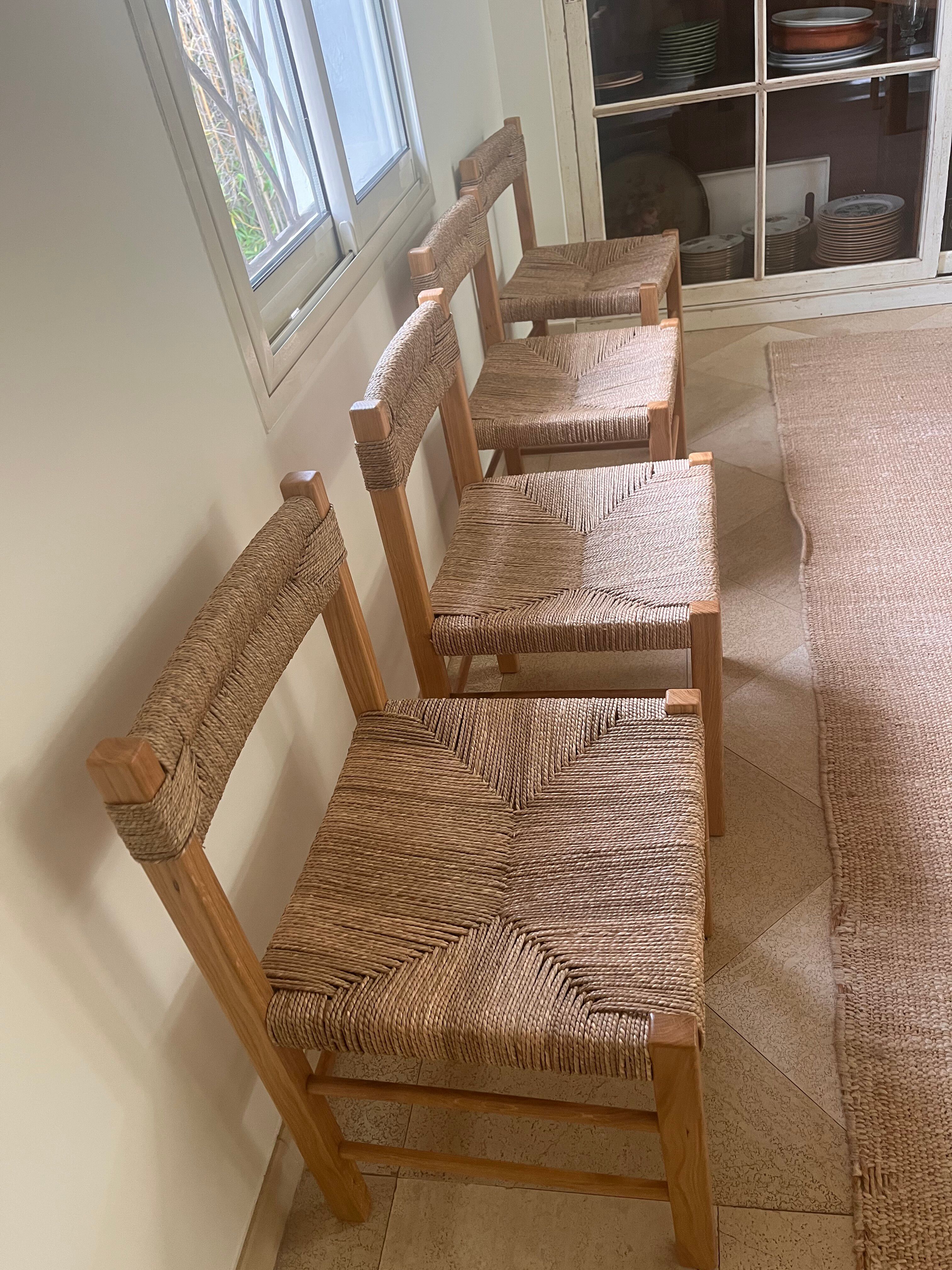 set of 8 oak chairs, reproduction of the Dordogne by Charl