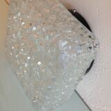 Square ceiling lamp structured glass / vintage 60s-70s