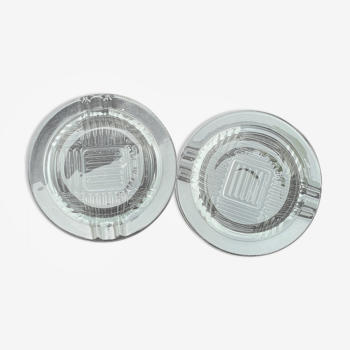 Art deco ashtrays transparent glass chiseled