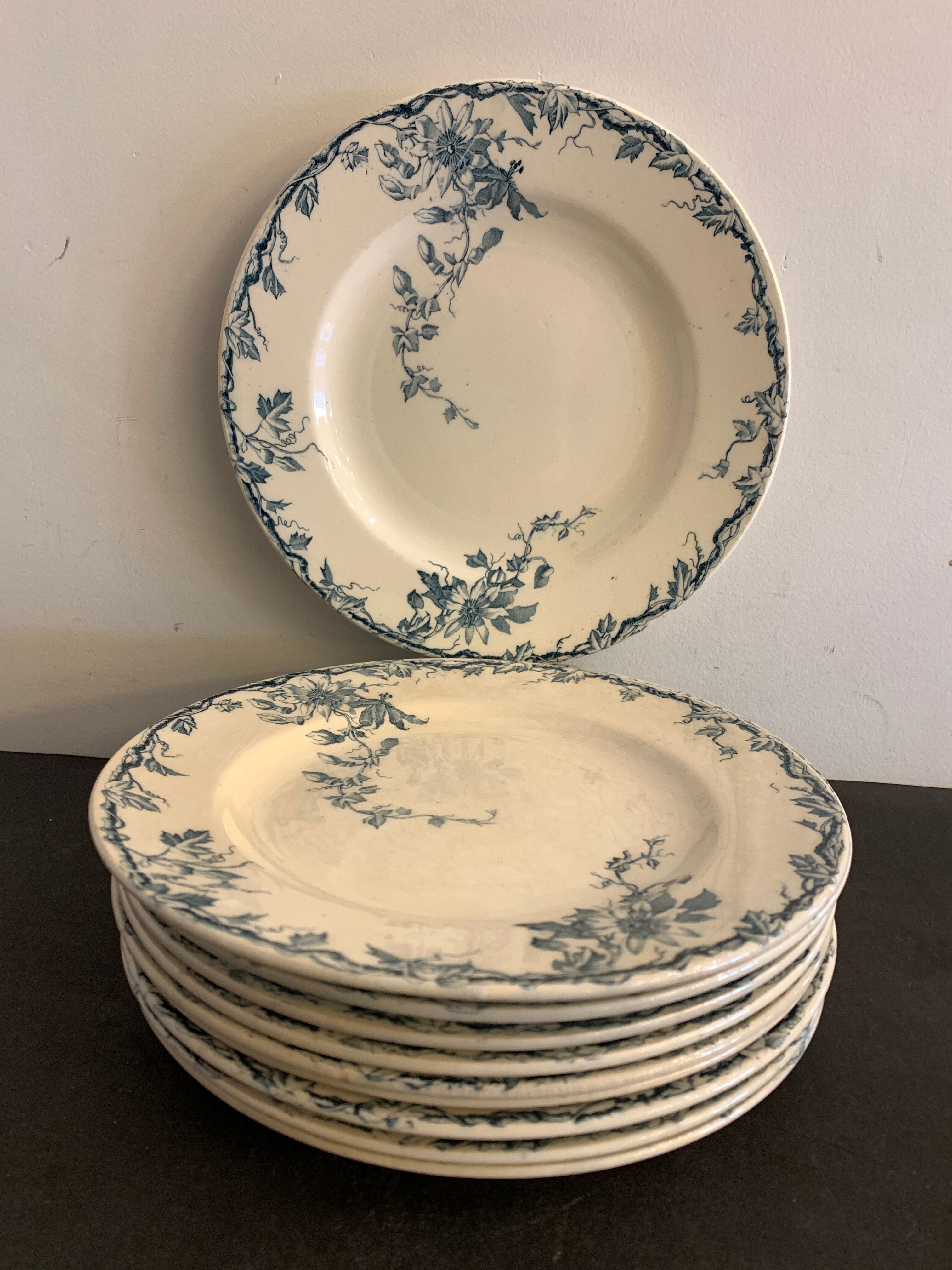Set of 10 dessert plates KG Lunéville Passiflore model