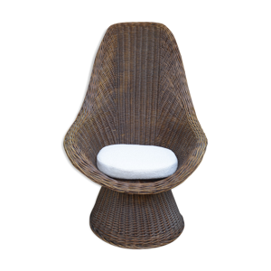 Fauteuil en rotin vintage 1970