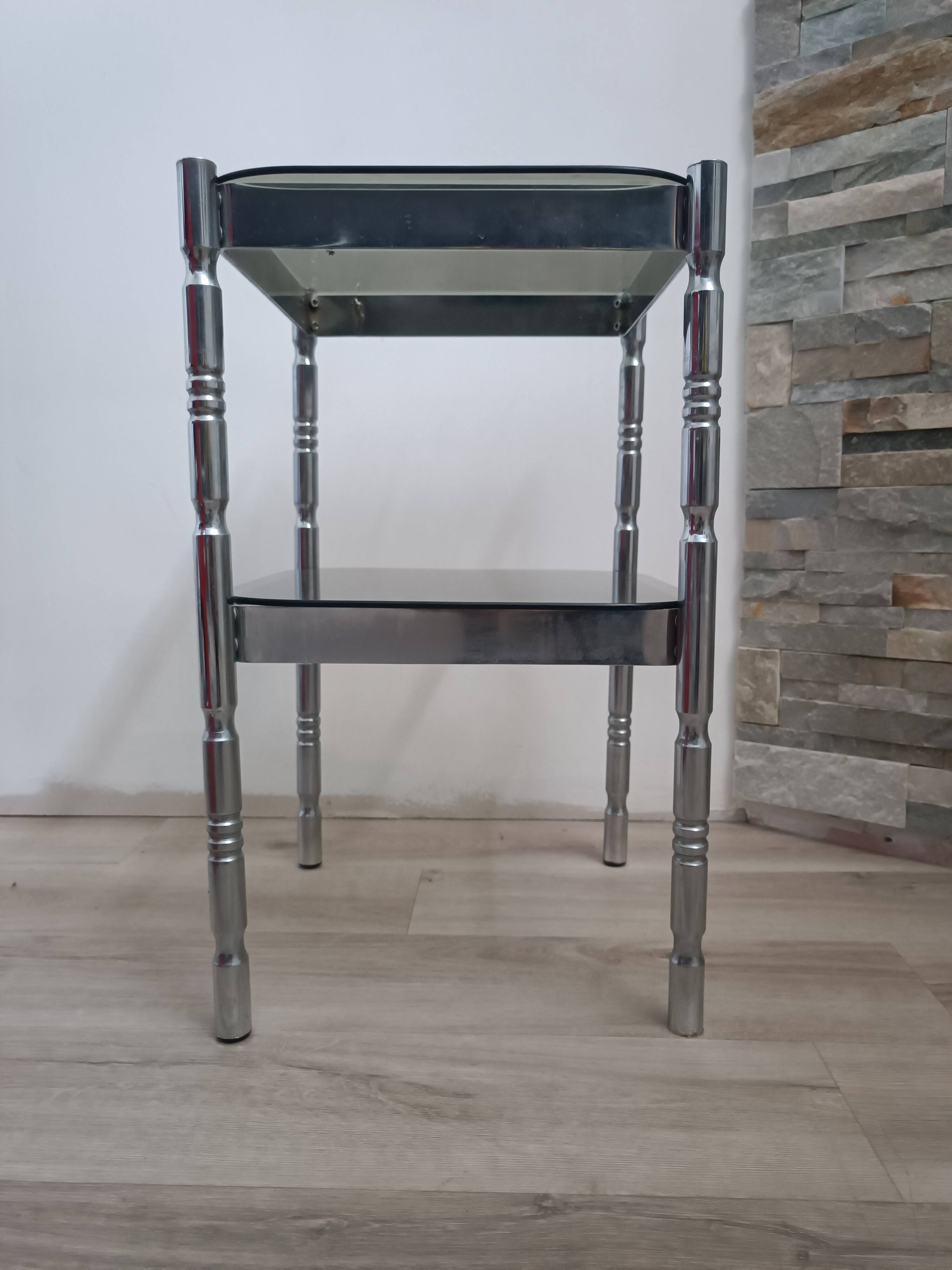 Chrome and smoked glass side table, 1970s